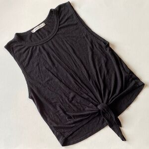 Caution to the Wind Black Sleeveless Tie-Front Crop Top